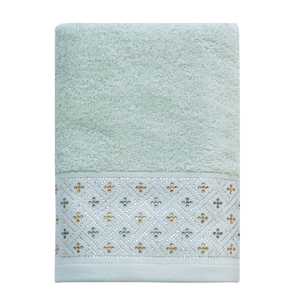 Nova Home Roberta Towel with Silver Details - 100% Cotton - 30x50 Cm - Light Grey