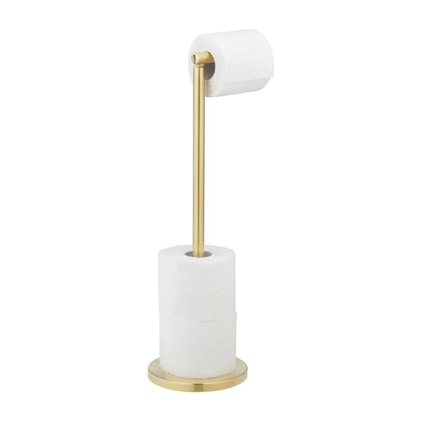 Wenko Standing Toilet Paper Holder 2 in 1 - Matt Stainless Steel - Gold