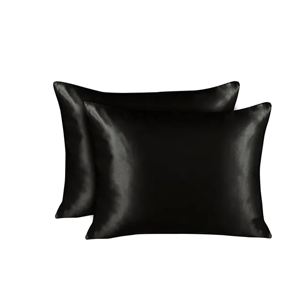 Nova Home Yildiz Satin Pillow Case Set - 2Pcs - Black