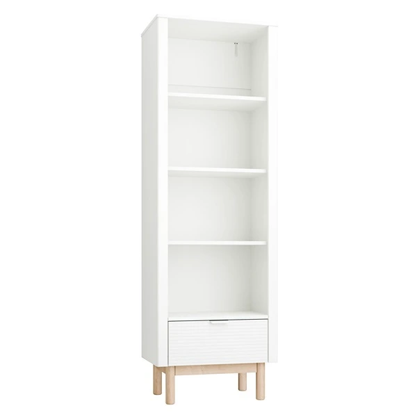 Pinio Miloo Tall Book Shelf - 4 shelves with drawer - White