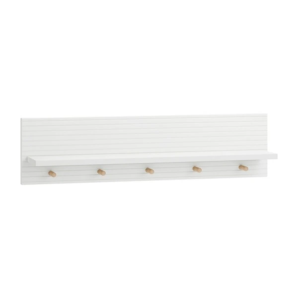 Pinio Miloo Small Wall Shelf with 5 Hooks- White