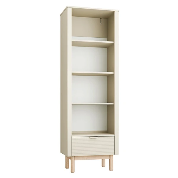 Pinio Miloo Tall Book Shelf - 4 shelves with drawer - Champagne