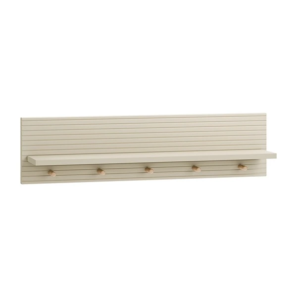 Pinio Miloo Small Wall Shelf with 5 Hooks - Champagne
