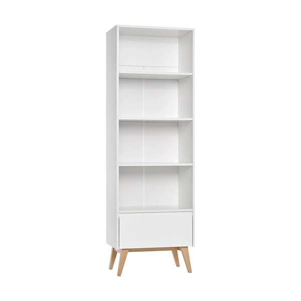 Pinio Swing Tall Book Shelf - 4 shelves with drawer - White