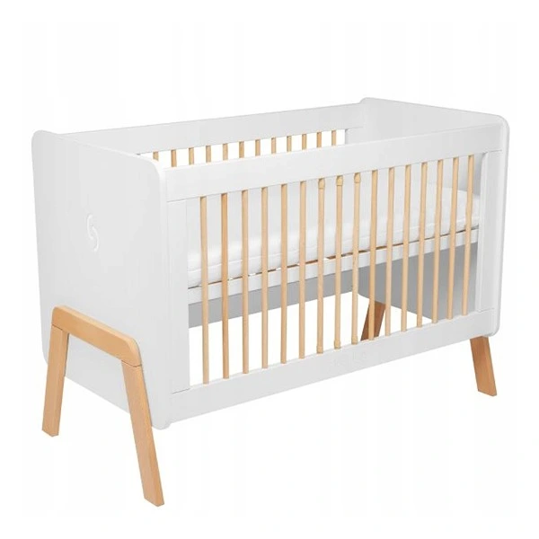 Pinio Krubb Baby Cot with Mattress - 60X120 Cm - White