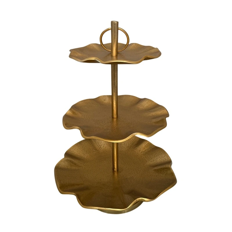 Weva Round Gold 3 Tier Rough Cake Stand "Sleek Lux"