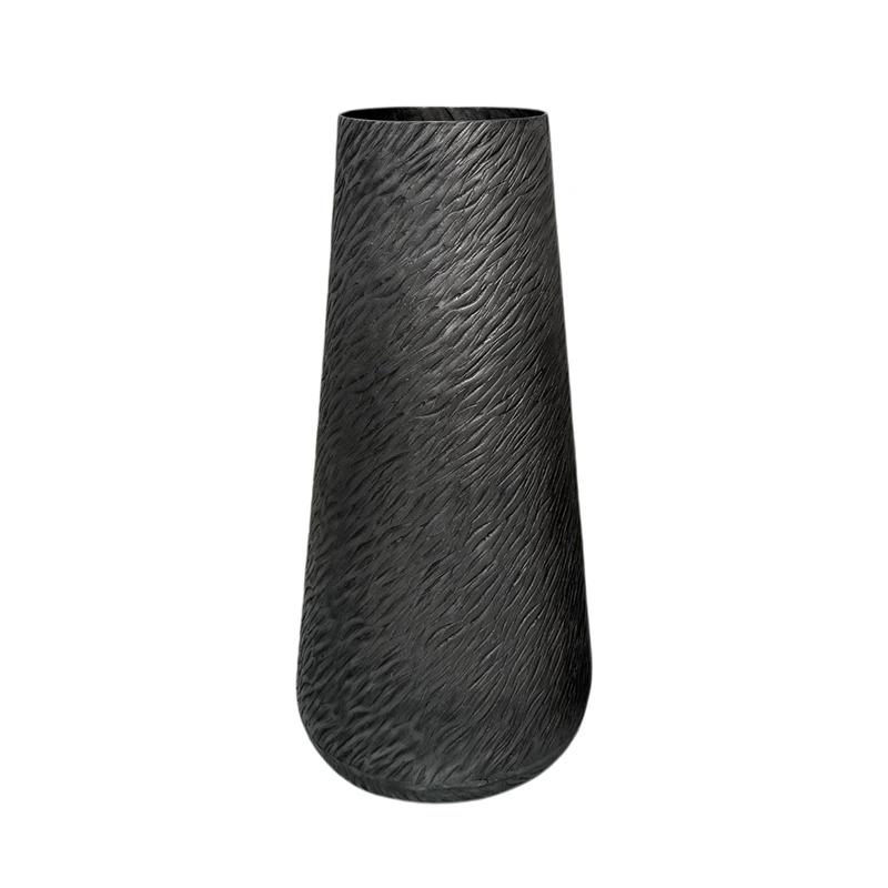 Weva Medium Grey Ribbed Hammered Washed Vase "Trend Trove "