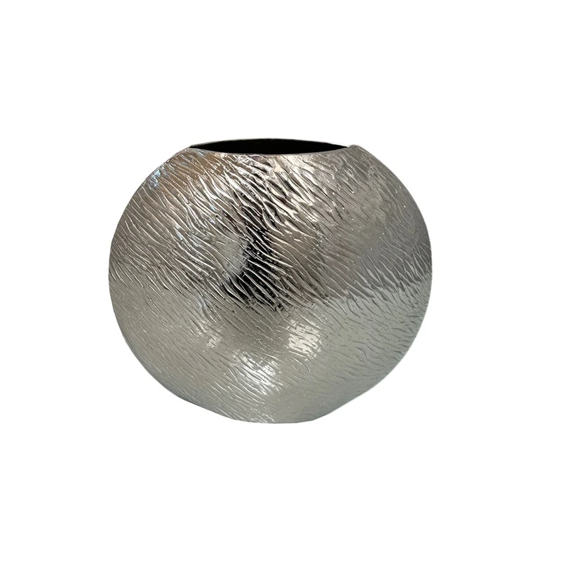 Weva Small Nickel Ribbed Hammered Round Vase "Trend Nest"