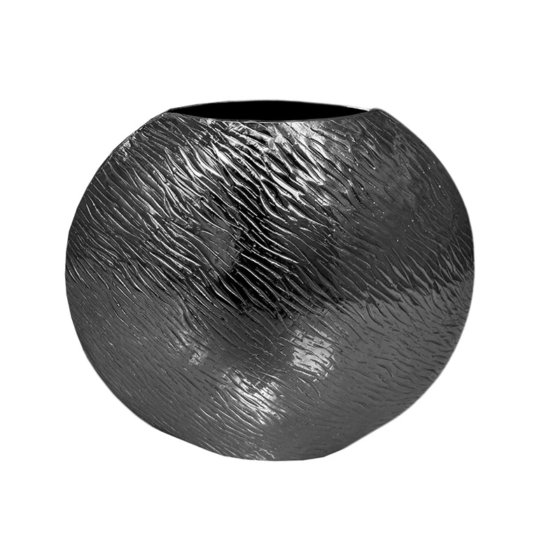Weva Medium Nickel Ribbed Hammered Washed Round Vase "Trend Nest"