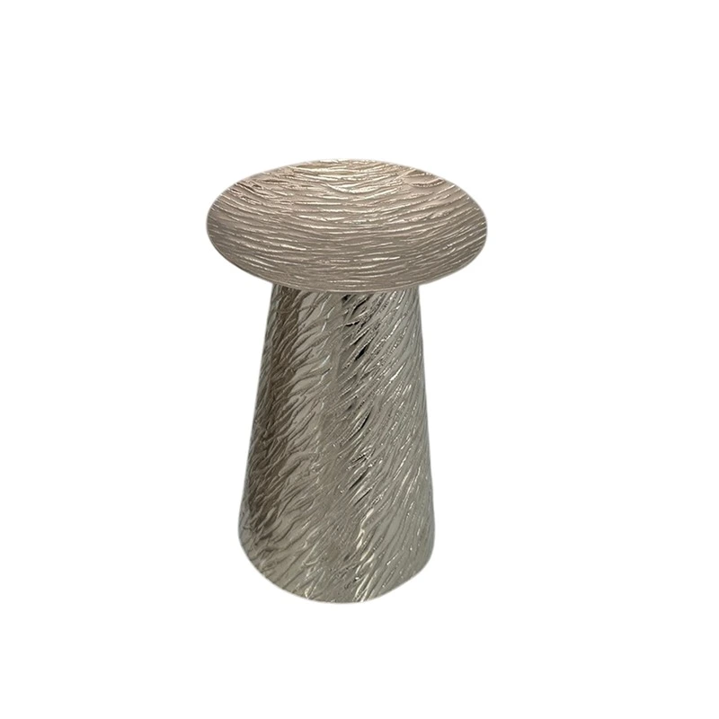 Weva Small Nickel Ribbed Hammered Candle Holder "Trend Prism"
