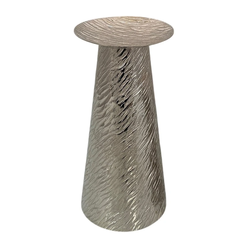 Weva Large Nickel Ribbed Hammered Candle Holder "Trend Prism"