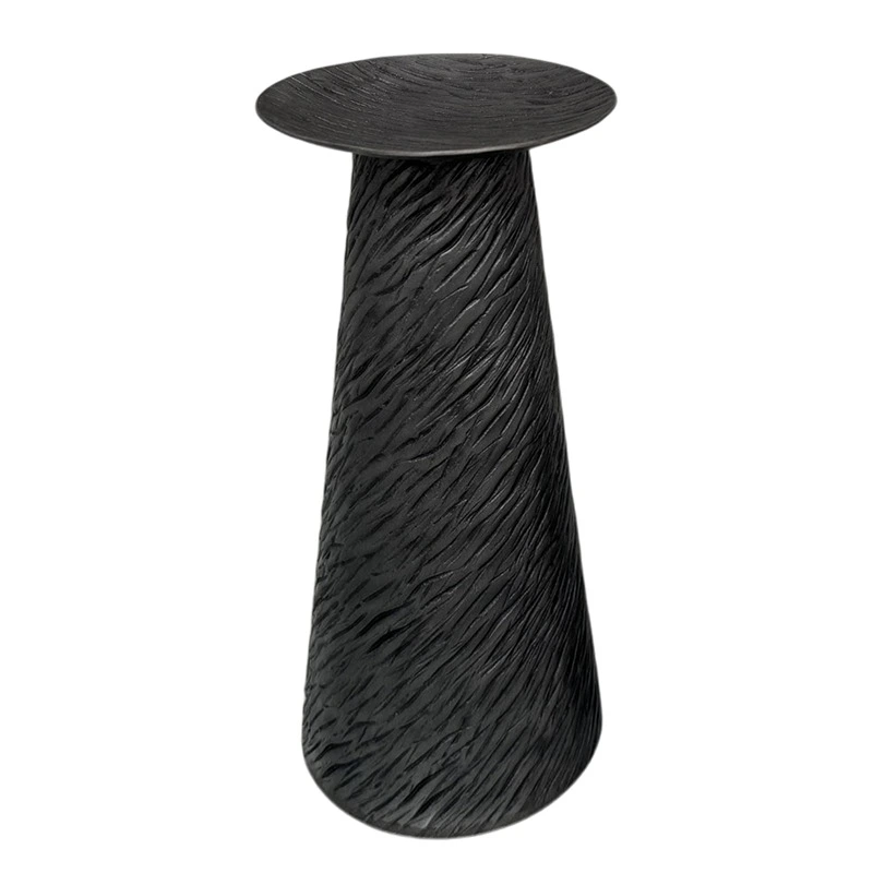 Weva Large Grey Ribbed Hammered Candle Holder "Trend Prism"