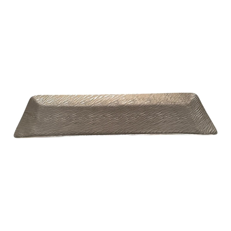 Weva Medium Nickel Rect Plate Ribbed Hammered Tray "Trend Zenith"