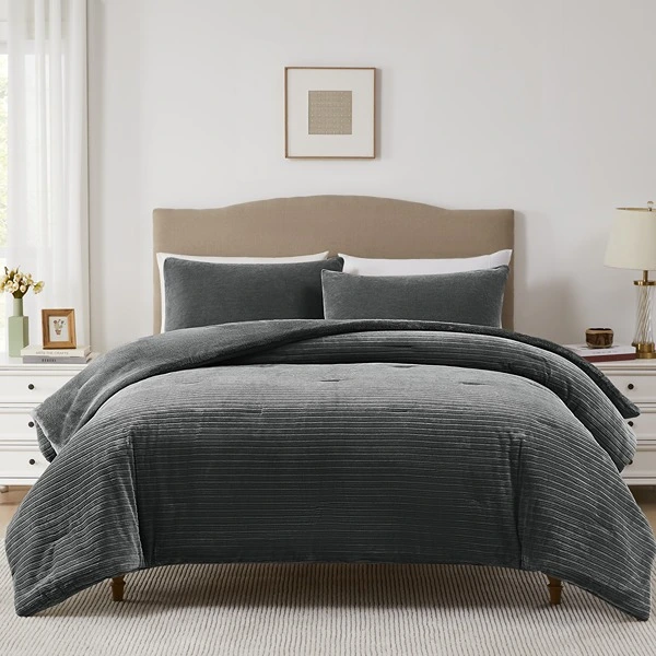 Nova Home Cozy Warm Velvet Blush Flannel Comforter - Grey (Available in Sizes)