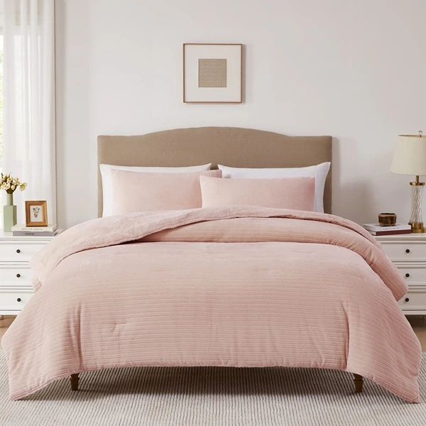 Nova Home Cozy Warm Velvet Blush Flannel Comforter - Rose (Available in Sizes)