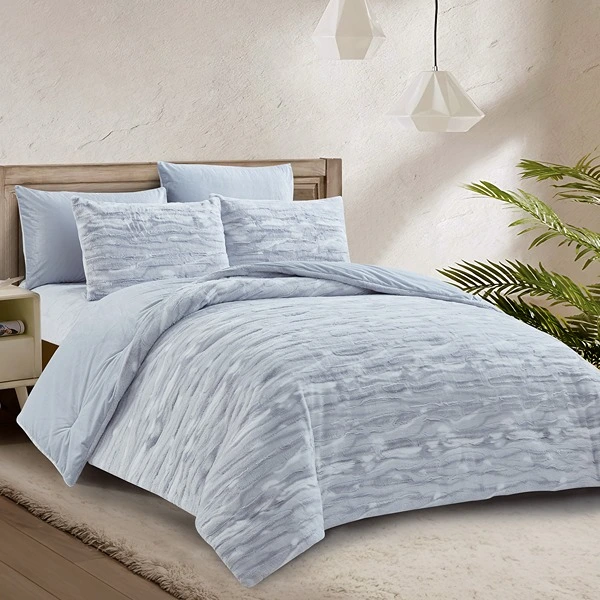 Nova Home Fog Printed Fur Comforter Set - King & Super King - 6Pcs - Grey