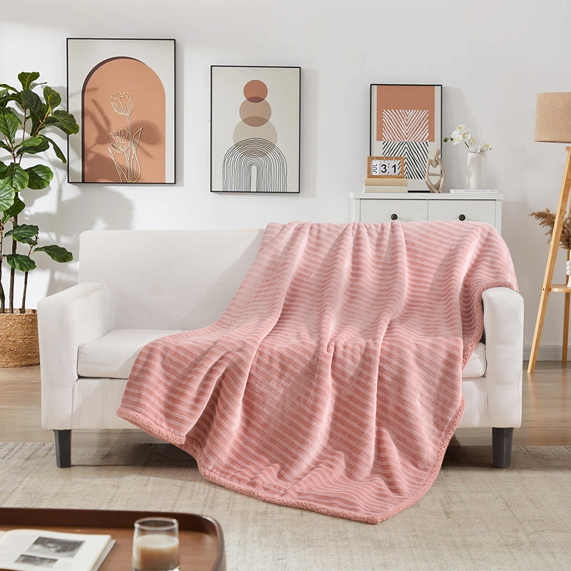 Nova Home Syros Winter Soft Jaquard Blanket - Pink (Available In Sizes)