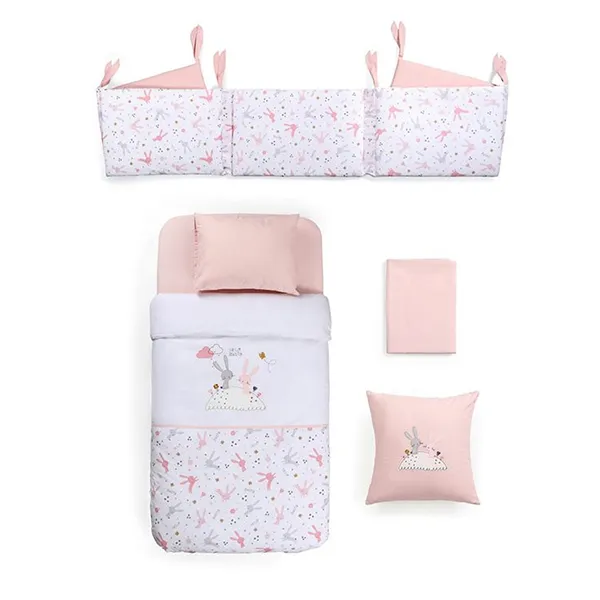 Funna Rabbit Baby Bed Set - 7 Pcs - Pink
