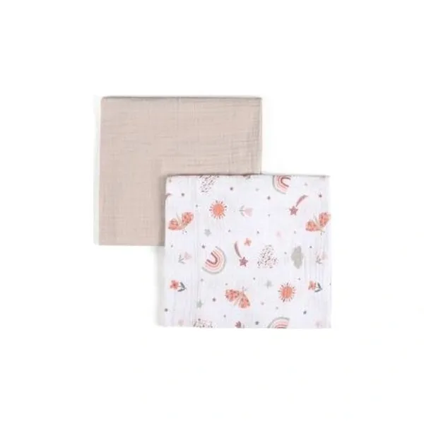 Funna Sunny Blanket Set - 2 Pcs - 100% Cotton - Beige