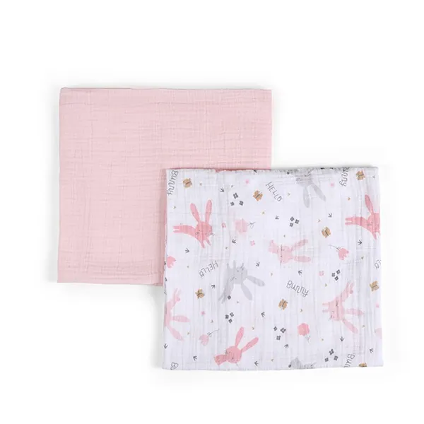 Funna Rabbit Blanket Set - 2 Pcs - 100% Cotton - Pink