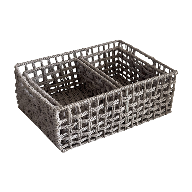 Weva Zelt Paper String Storage Basket Set - 3pcs - Grey
