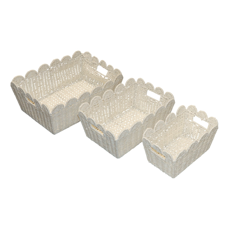 Weva Binlt Paper String Storage Basket Set - 3pcs - White