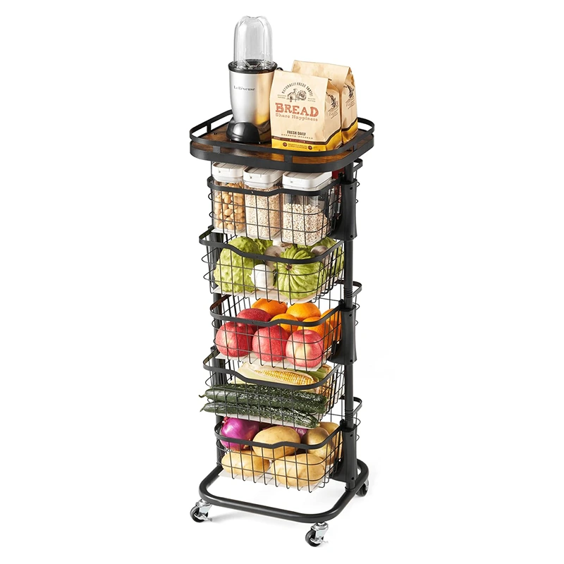 Weva Rotate 5 Layers Trolley with Lockable Wheels – Black