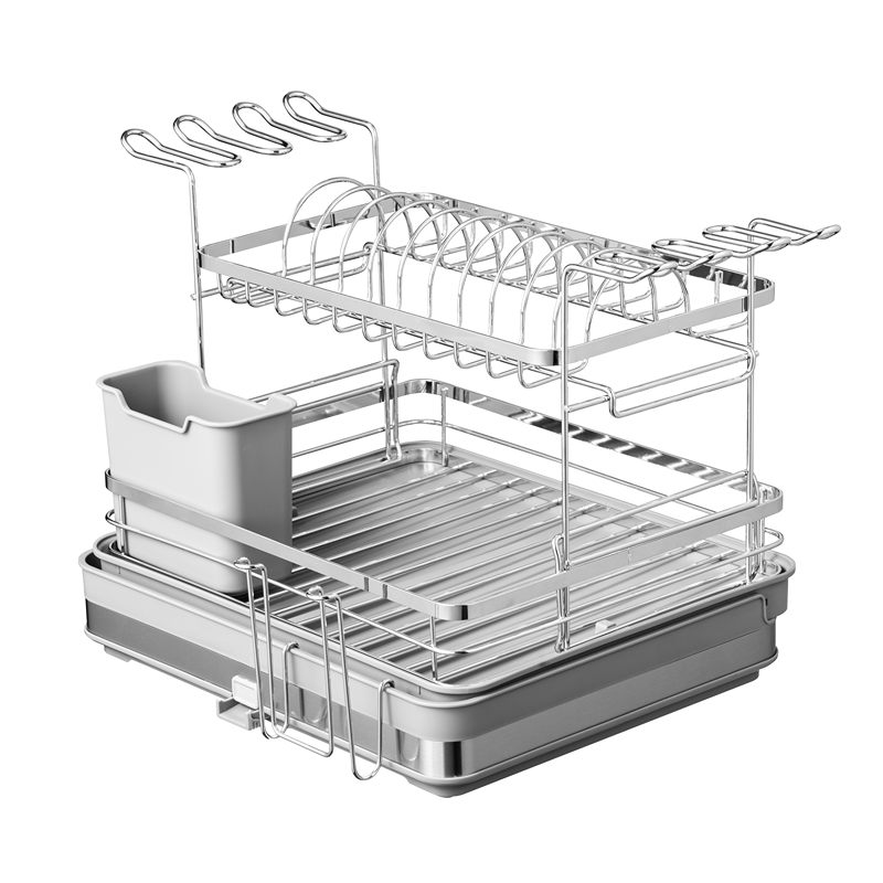Weva Clara Dish Rack – Adjustable with Cup Holder – Steel/Grey