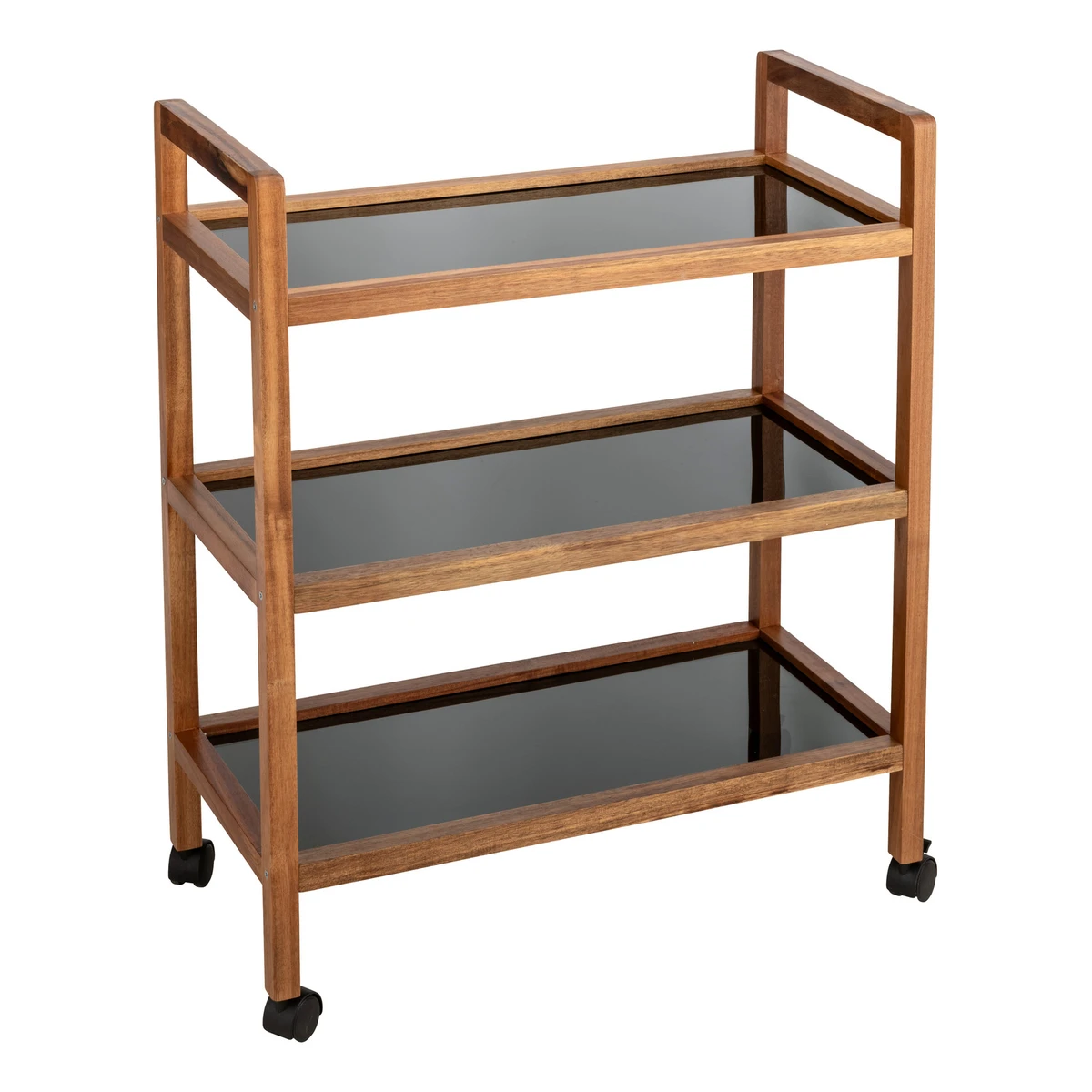 Wenko Fondi Rolling Rack - 3 Tiers - Black & Natural