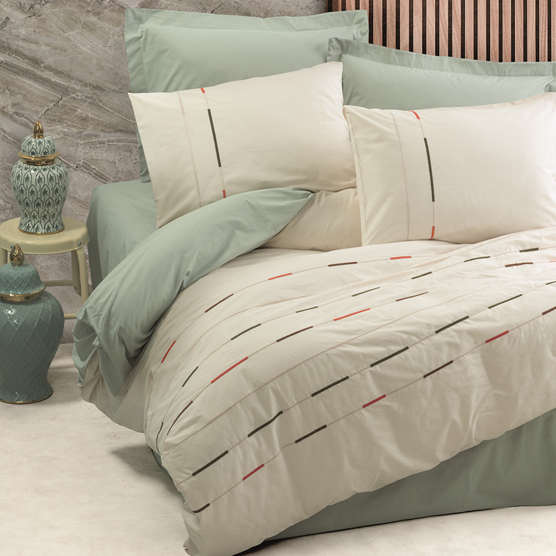 Nova Home Ivory Printed Duvet Cover Set - 100% Cotton - King & Super King - 4 Pcs - Mint