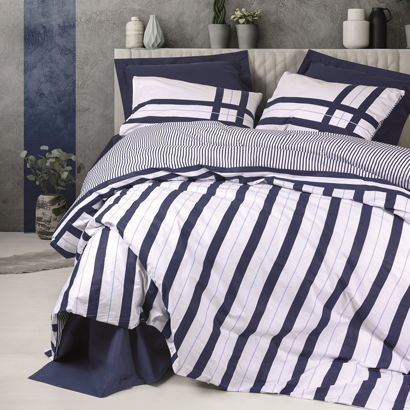 Nova Home Nifty Printed Duvet Cover Set - 100% Cotton - Navy Blue (Available In Sizes)