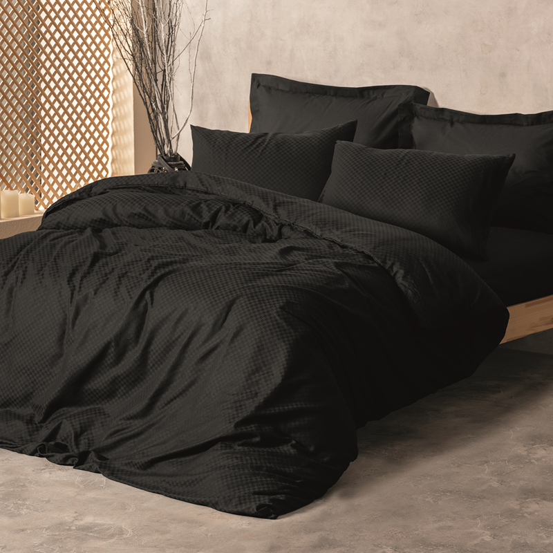 Nova Home Plaid Duvet Cover Set - 100% Cotton - Black (Available In Sizes)