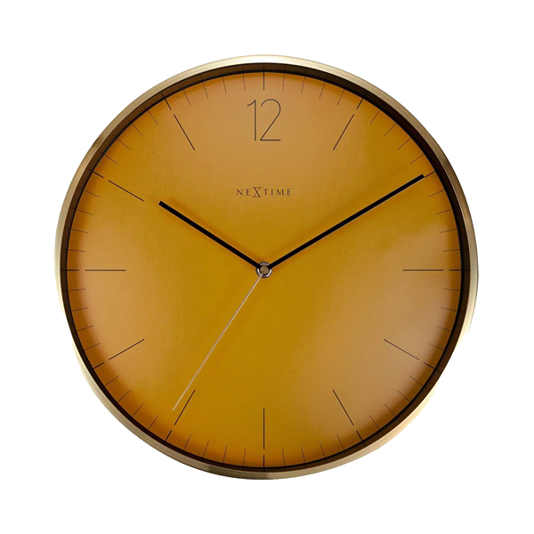 Nextime Essential Gold Glass & Metal Wall Clock - 34 Cm - Fruity Manderin