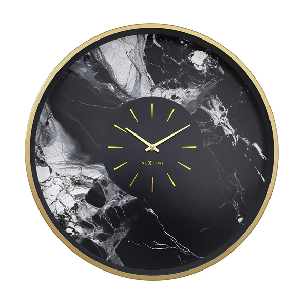 Nextime Marble DuoAluminium Large Wall Clock - 48 Cm - Black & Gold