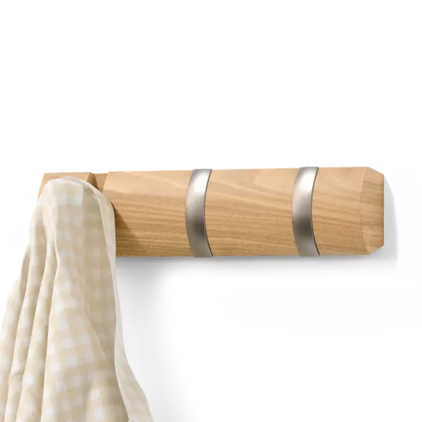 Umbra Flip 3 Hooks Wall Rail - Natural