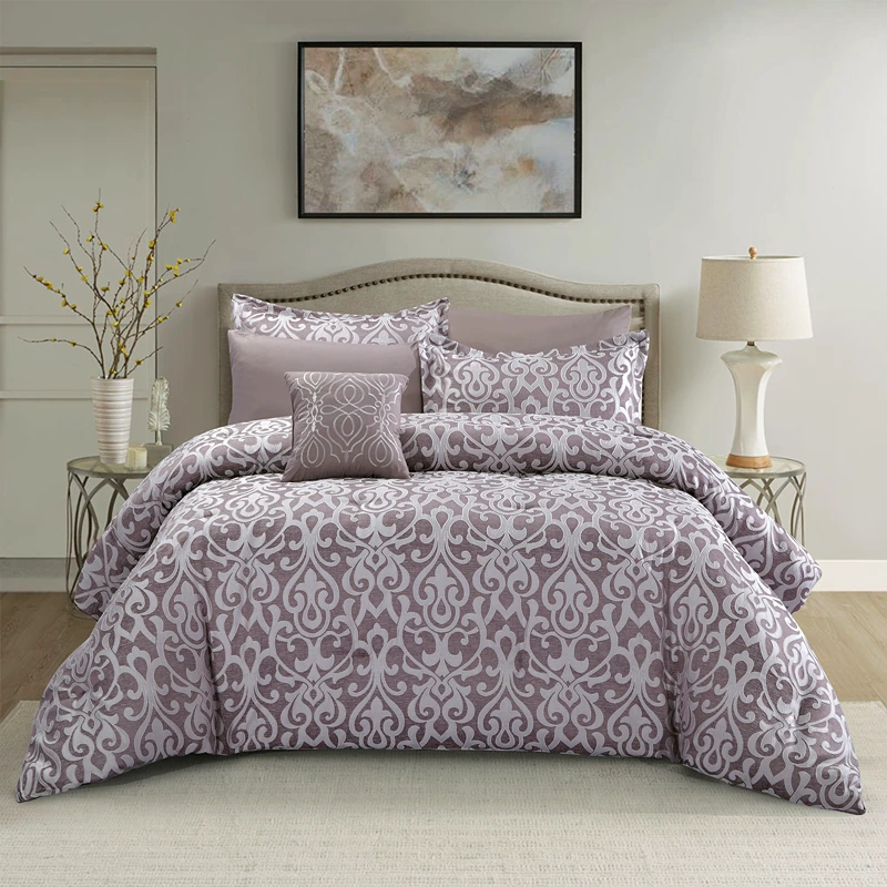 Nova Home Maximos Jacquard Comforter Set - King & Super King - 7 Pcs - Purple