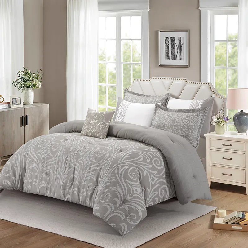 Nova Home Clark Jacquard Comforter Set - King & Super King - 7 Pcs - Taupe