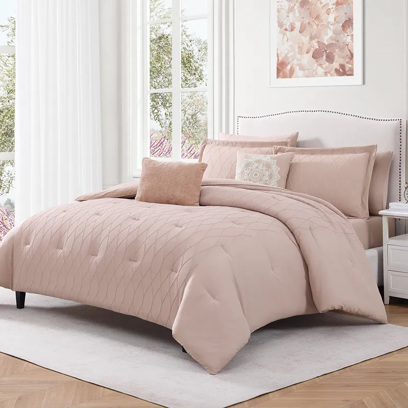 Nova Home Matrix Crinkled Summer Comforter Set - Pink (Available In Sizes)