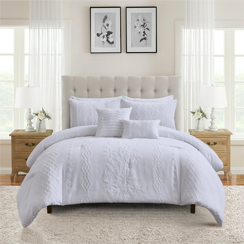 Nova Home Amalthea Tufted Jacquard Comforter Set - White (Available in Sizes)