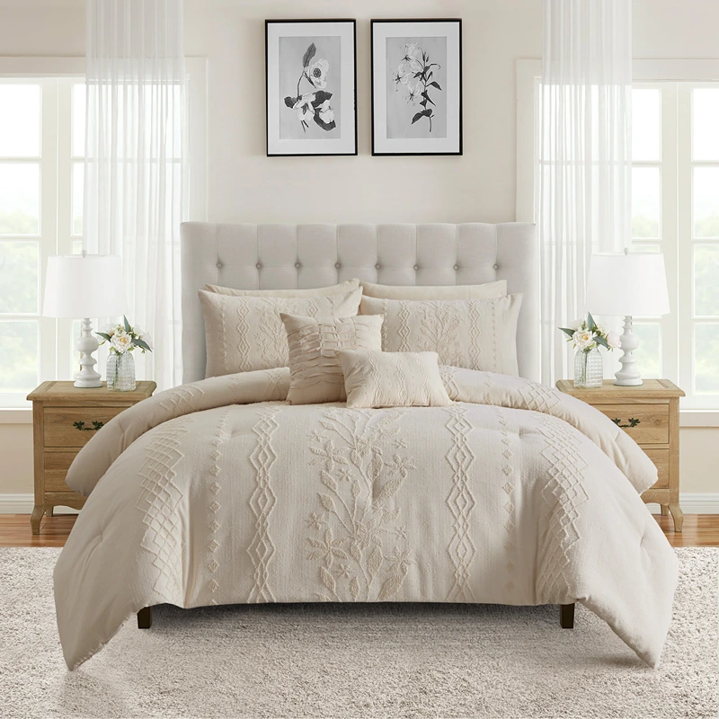 Nova Home Amalthea Tufted Jacquard Comforter Set - Beige (Available in Sizes)