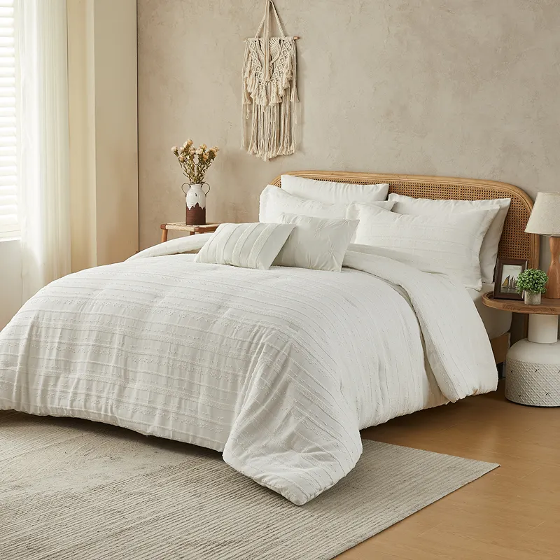 Nova Home Liz Tufted Jacquard Comforter Set - White (Available In Sizes)