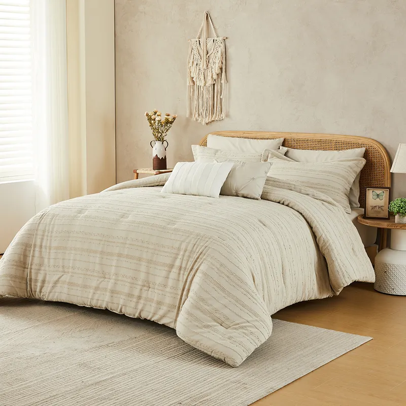Nova Home Liz Tufted Jacquard Comforter Set - Sand (Available In Sizes)
