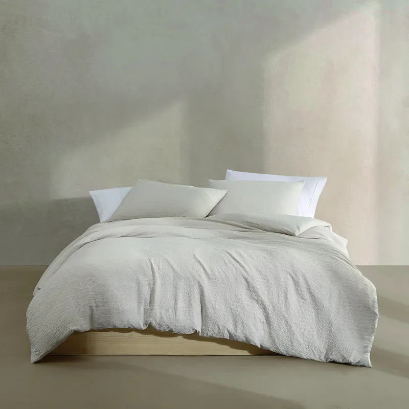 Nova Home Calven Seersucker Summer Duvet Cover Set - Beige (Available In Sizes)