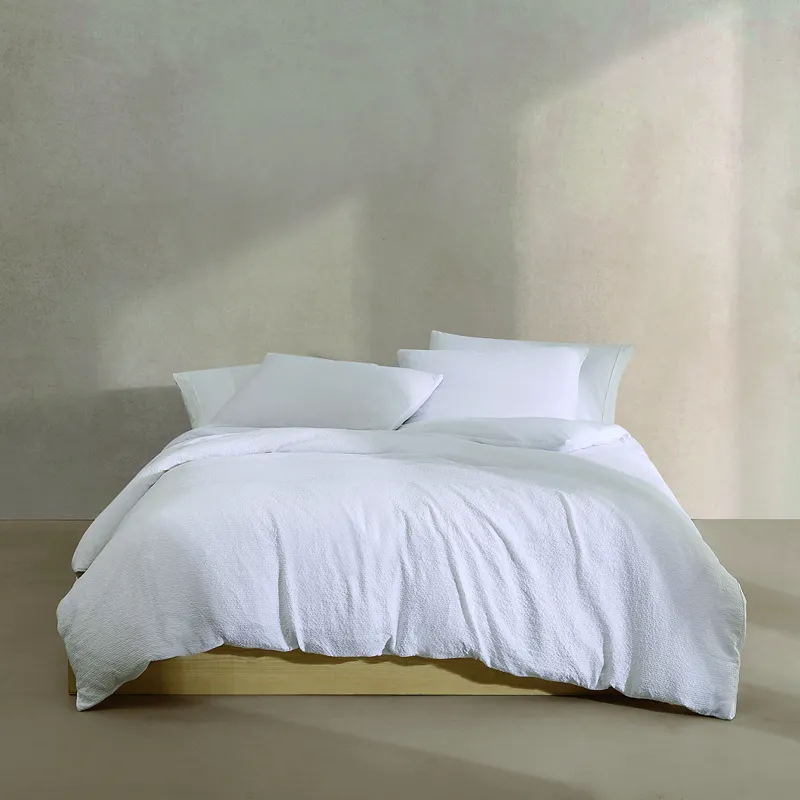 Nova Home Calven Seersucker Summer Duvet Cover Set - White (Available In Sizes)