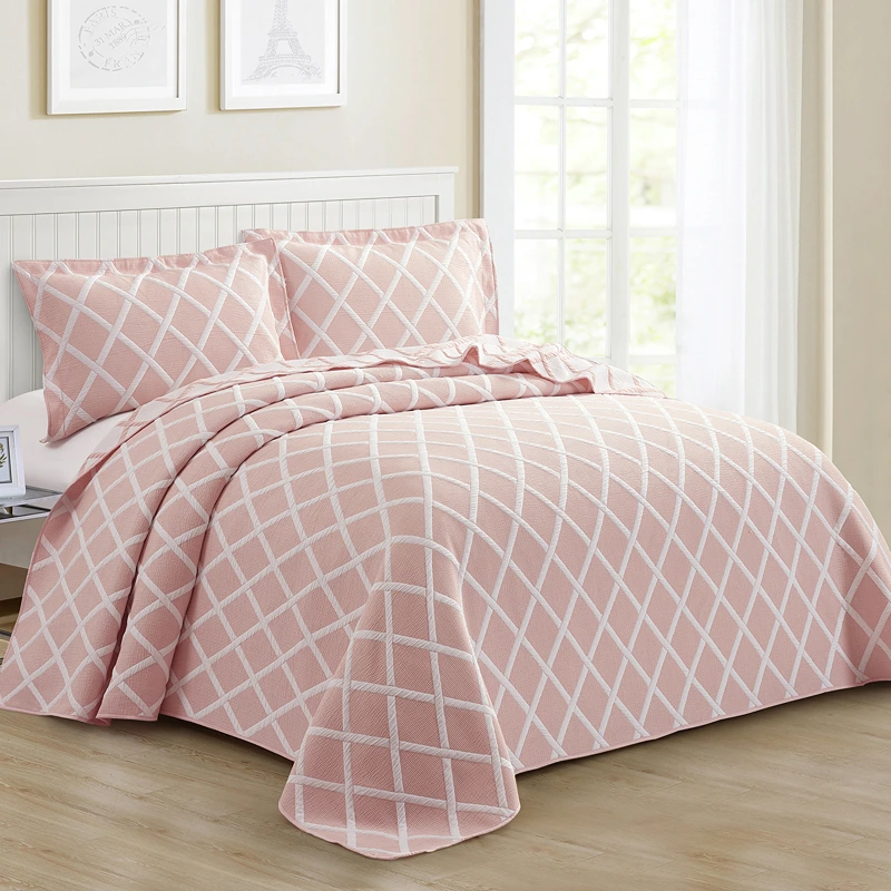 Nova Home Valook Poly Cotton Jaquard Reversible Bed Spread Set - Pink (Available In Sizes)