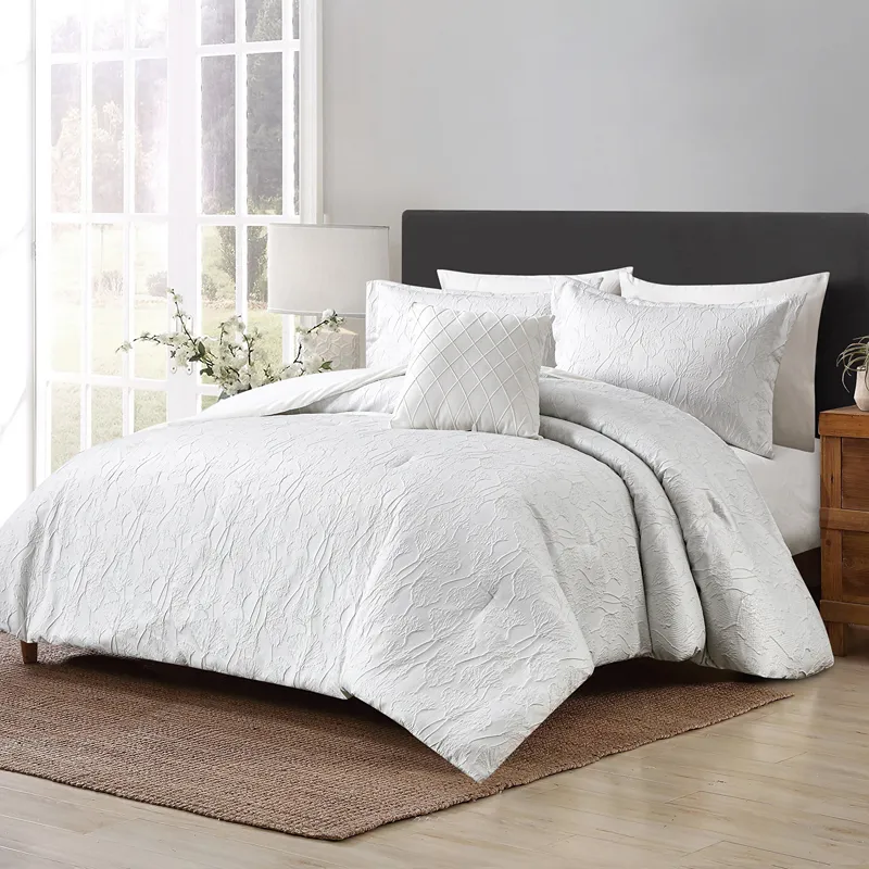 Nova Home Bibisara Jacquard Comforter Set - King & Super King - 7 Pcs - Ivory