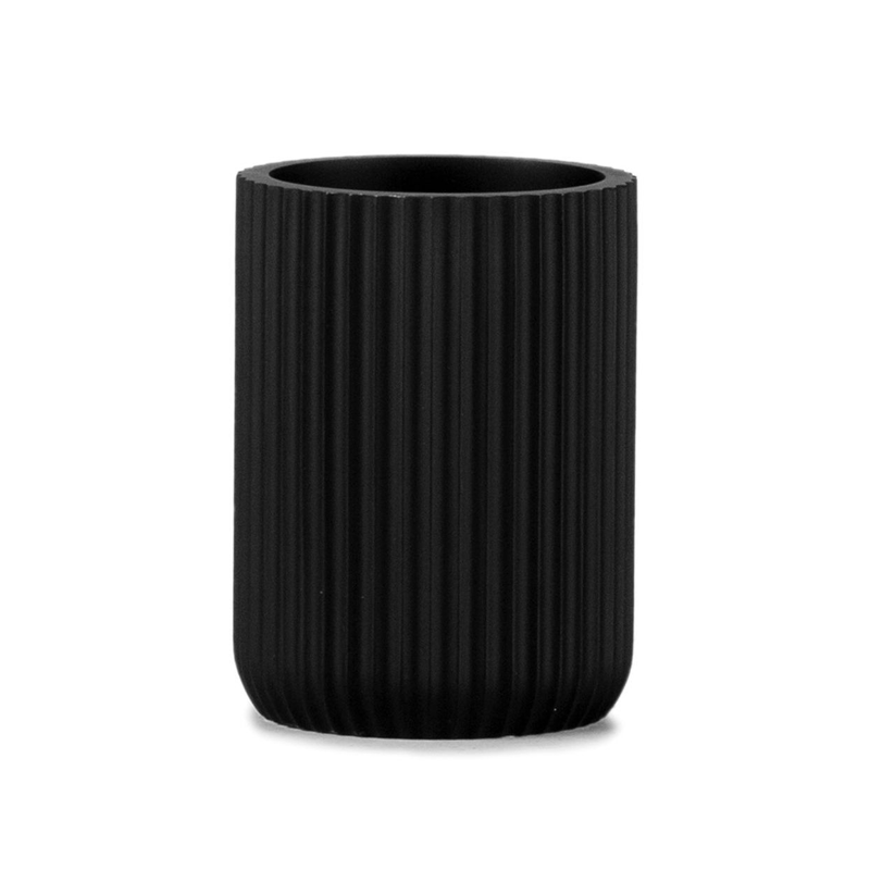 Andrea Black Toothbrush Holder with Stripes
