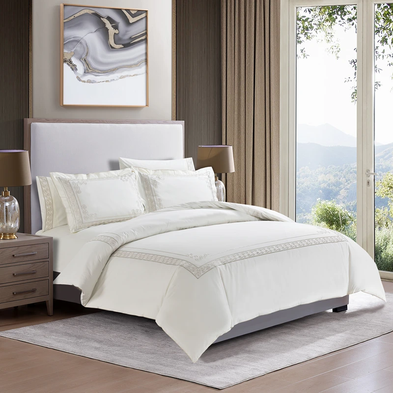 Nova Home Clouds Cotton Comforter Set - King/Super King - 6 Pcs - White/Champagne
