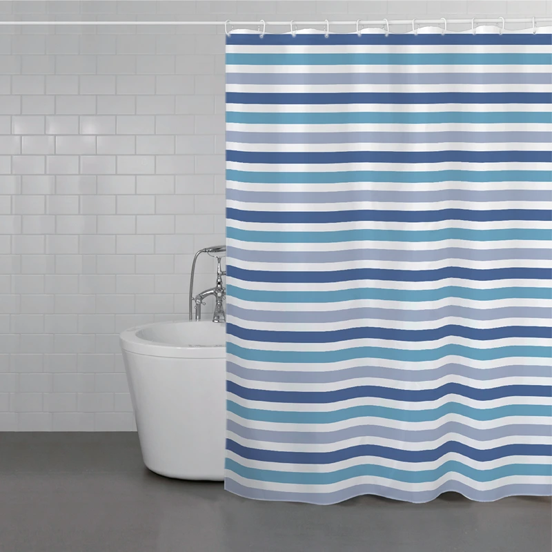 Weva Noble Stripe Water Proof Shower Curtain - Blue (Available In Sizes)