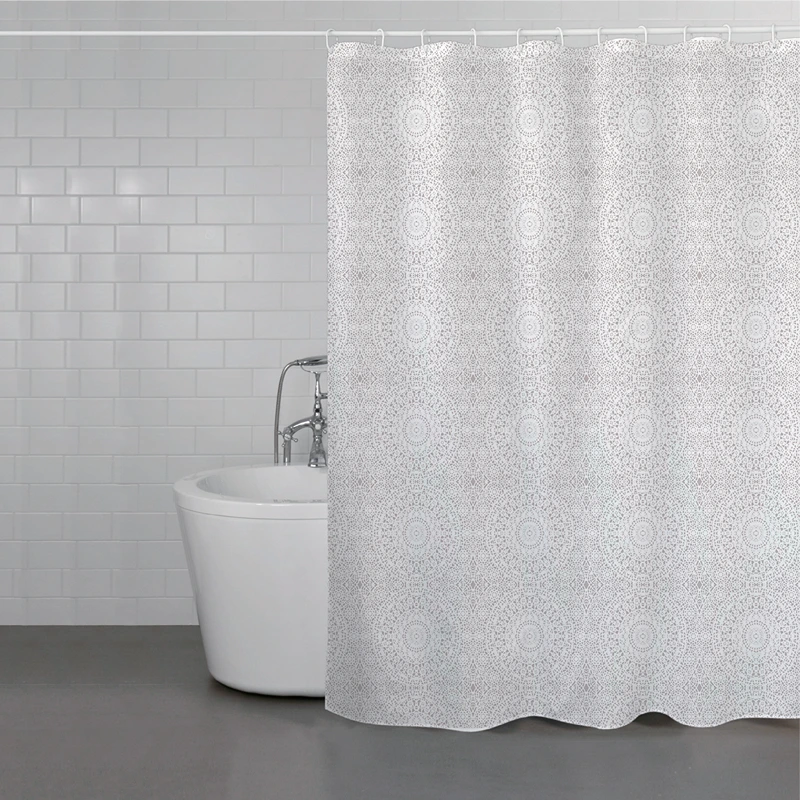 Weva Lace Stamp Water Proof Shower Curtain - Grey (Available In Sizes)